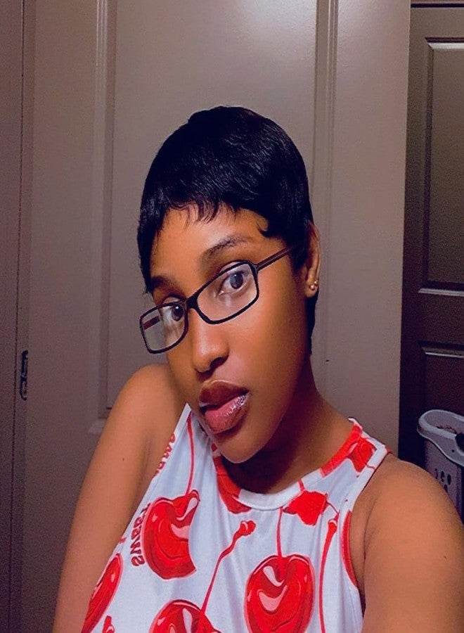 SAEIALL Pixie Cut Wig for Black Women Human Hair Black Color Pixie Wigs for Women Straight Human Hair Layered Full Machine Made Short Wigs for Black Women Daily Use (Black 1B) - Image 5