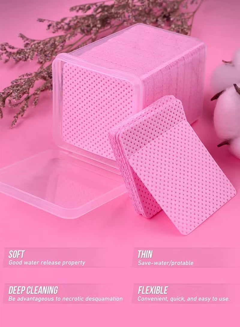 JUMEI 200pcs Lint-Free Cleaning Cotton Pads – Multi-Purpose Magic Wipes for Eyelash Glue, Nail Polish, Makeup Tools & Phone Screen (Pink) - Image 3