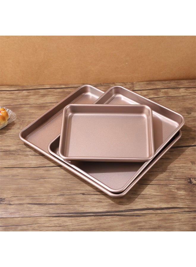 Oven Rectangular Baking Tray Commercial Carbon Steel Baking Cake Baking Tray Household Healthy Pizza Baking Tray Wholesale-Specifications:28cm Rectangular Deep Plate (28*23*4.5cm)-Color:Gold Non-stick Coating - Image 3