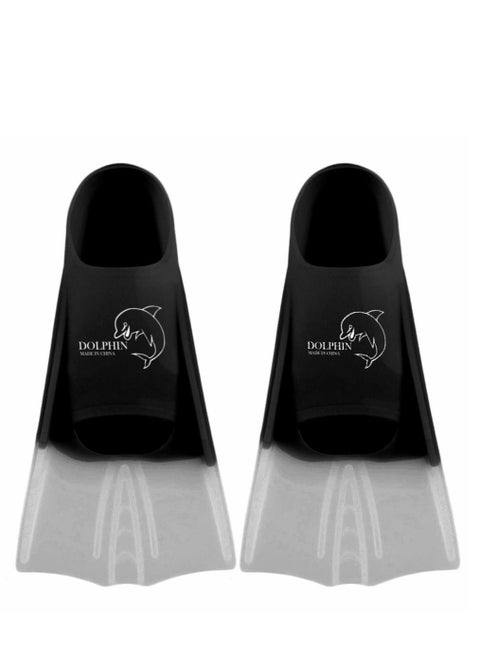 زعانف قصيرة للتدريب على السباحة من السيليكون ، أسود / أبيض، Size XL (42-44)