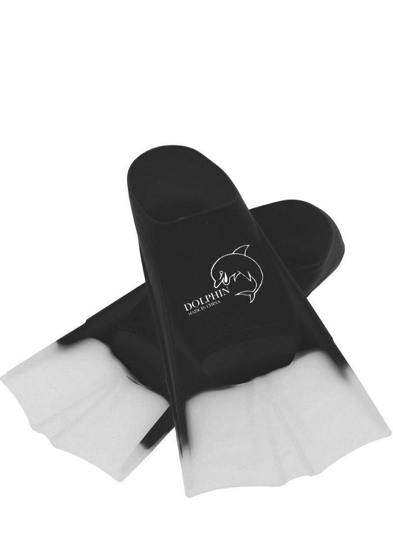 Dolphin Silicone Swim Training Short Fins, Black/White, Size XL (42-44)  - Image 2