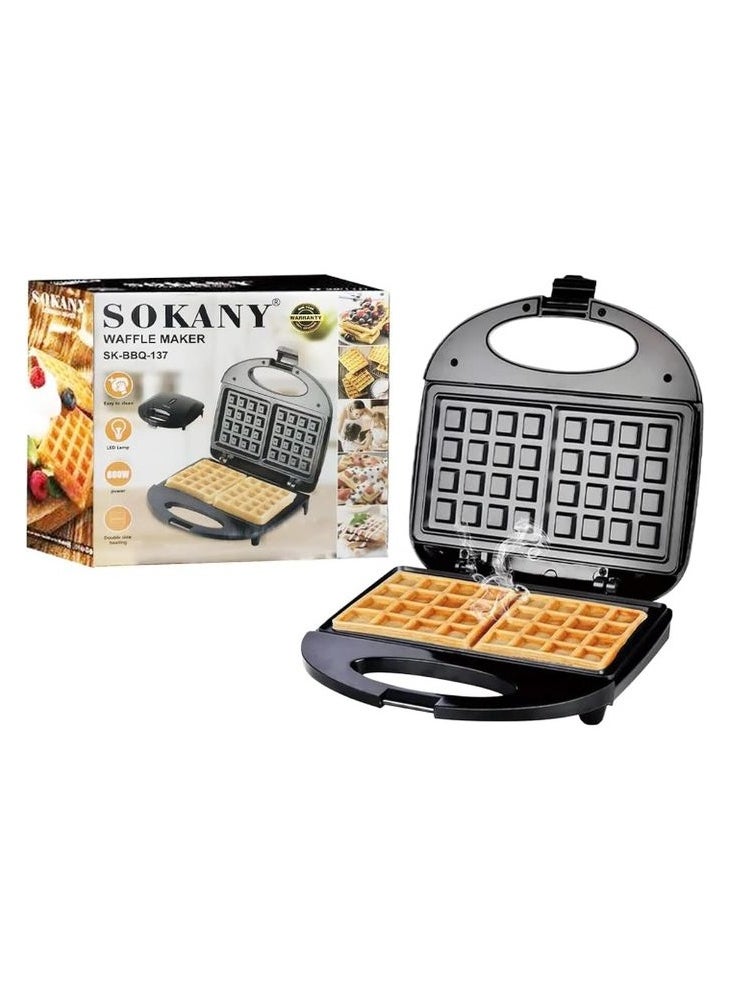 sokany SKBBQ137 Easy to clean multi-functional mini electric waffle maker with cool touch handle  - Image 1