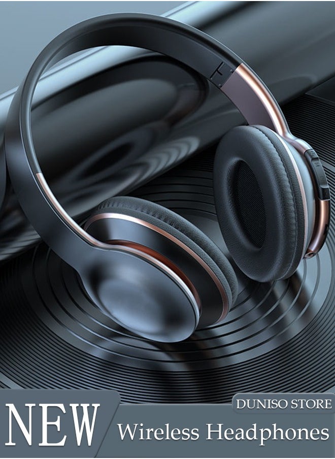 DUNISO - سماعات رأس لاسلكية بلوتوث 5.0 فوق الأذن وميكروفون ستيريو HiFi ووسادات أذن ناعمة للهاتف المحمول والكمبيوتر والمكتب المنزلي - Image 1