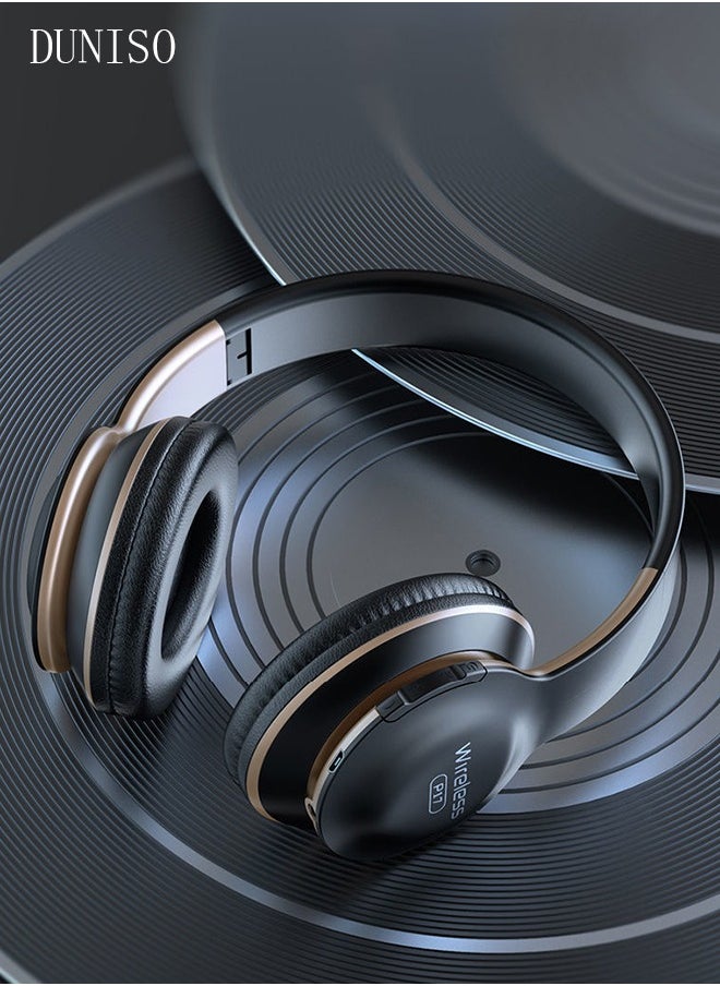 DUNISO - سماعات رأس لاسلكية بلوتوث 5.0 فوق الأذن وميكروفون ستيريو HiFi ووسادات أذن ناعمة للهاتف المحمول والكمبيوتر والمكتب المنزلي - Image 1