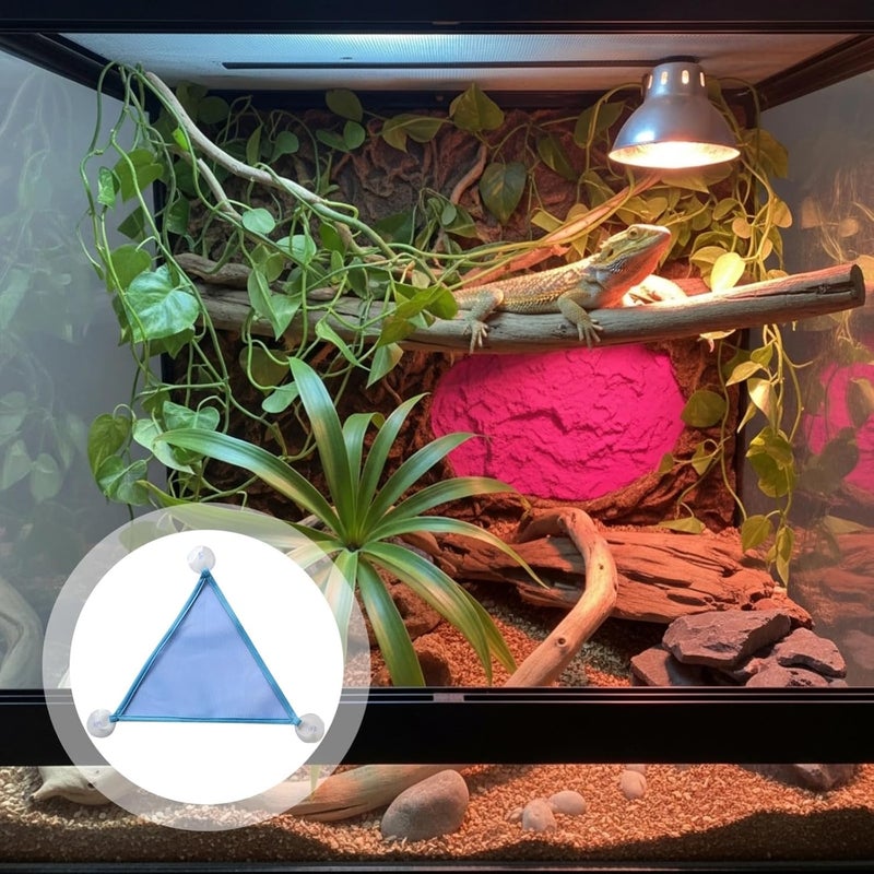 2 Pcs Reptile Hammock, Blue Polyester Mesh Resting Spot, 16.5 X 21.7 X 16.5 in, Hanging Lizard Lounger Bed with Suction-Cup Mount, Chameleon Hammock for Bearded Dragons, Leopard Geckos - Image 4