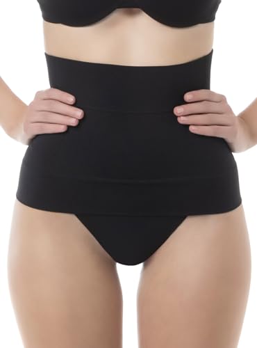 FarmaCell فارماسيل 605 (أسود، L) مشد الخصر للنساء، ملابس تشكيل بدون seams، صنع في إيطاليا - Image 1