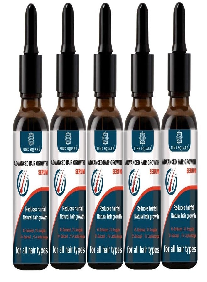 Pink Square Hair Growth Serum 3% Redensyl, 4% Capixyl, 3% Procapil, 3% Anagain | Boosts Hair Growth | Thicker & Stronger Hair | Non-Sticky | Paraben & Sulphate-Free 30 ml Pack of 5 - Image 1