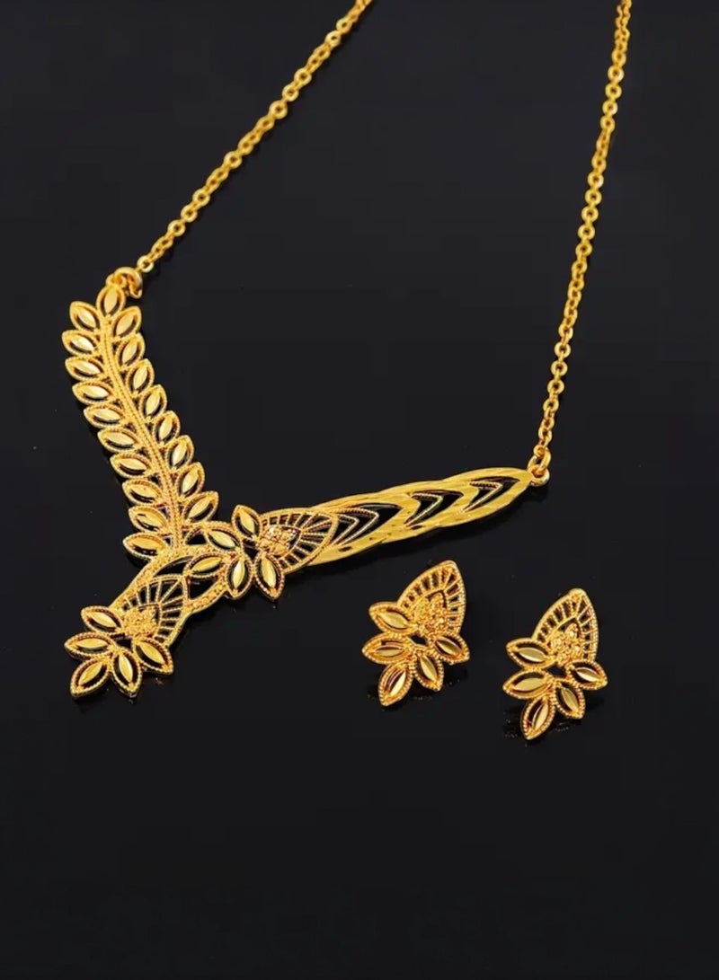GOLDMAX 21k Gold Plated Necklace & Earrings Jewelry Set For Women - Image 3