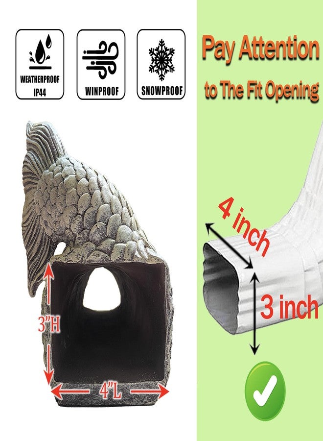 Teaeeno Fish Gutter Downspout Extension Decoration,3''x4'' Downspout Extender Diverter Splash Block Sculpture Outdoor Decor,Animal Resin Statue Ornaments, for Garden,Terrace,Lawn,Yard - Image 4