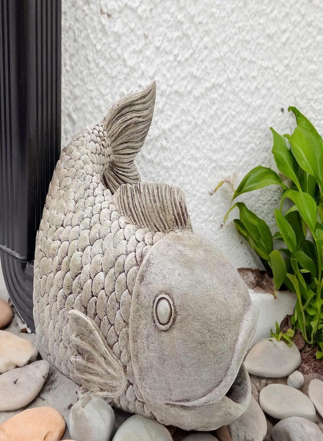 Teaeeno Fish Gutter Downspout Extension Decoration,3''x4'' Downspout Extender Diverter Splash Block Sculpture Outdoor Decor,Animal Resin Statue Ornaments, for Garden,Terrace,Lawn,Yard - Image 1
