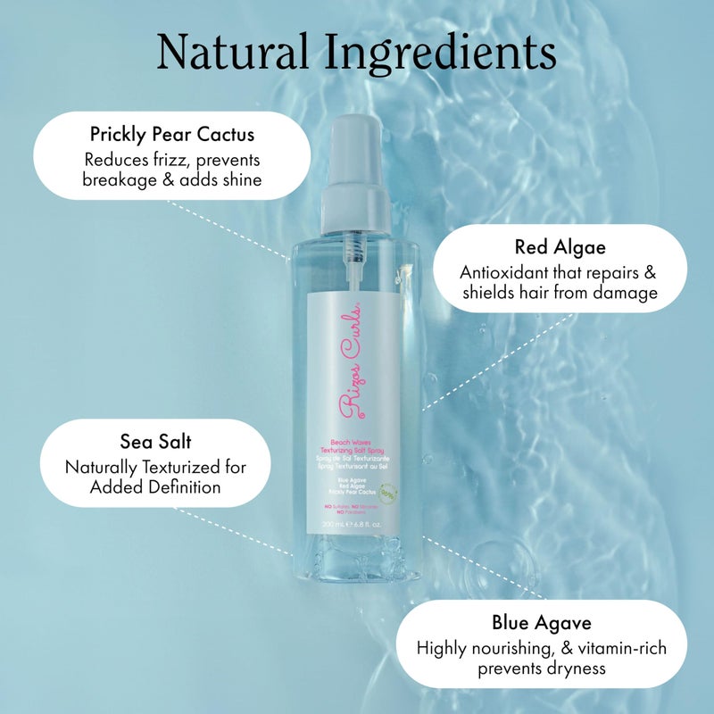 Rizos Curls Beach Waves Texturizing Salt Spray, Enhance Texture & Volume, Nourish and Enhance Definition with Blue Agave Extract, Red Algae & Prickly Pear Cactus, 6.8 oz - Image 3