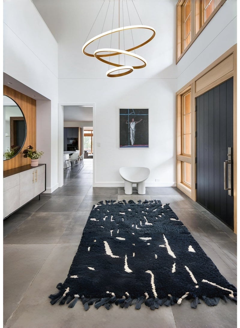 متجر الفرح ثريا LED حديثة بثلاث حلقات ذهبية قابلة للتعتيم مع جهاز تحكم عن بعد، إضاءة دائرية عالية السقف لغرفة الطعام وغرفة المعيشة وغرفة النوم - Image 4