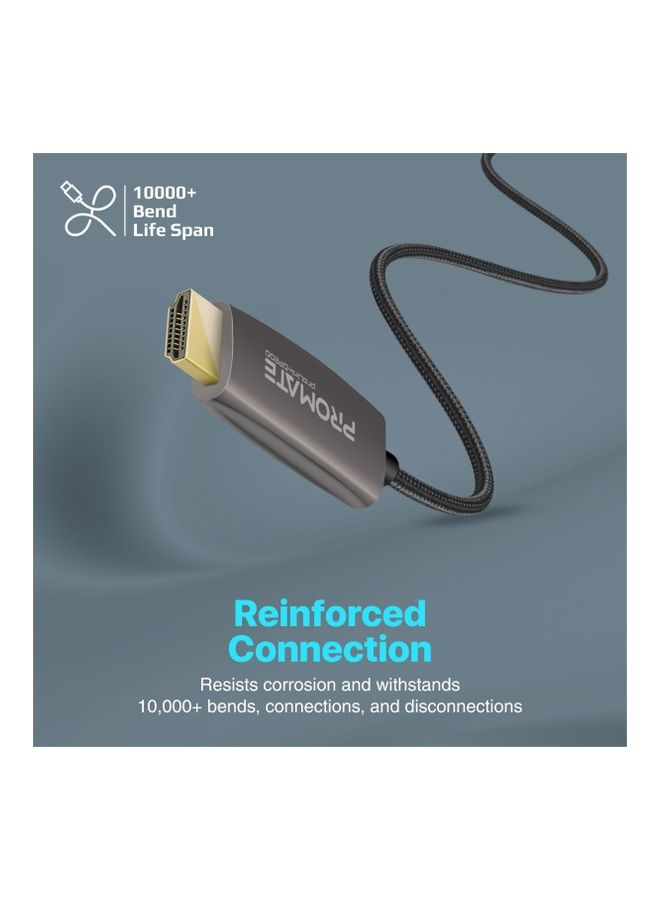 بروميت منفذ عرض إلى كابل HDMI مع شاشة 4K 60 هرتز، وكابل نايلون بطول 2 متر وسرعة نقل 18 جيجابايت في الثانية، ProLink-DP-200 أسود أسود - Image 3