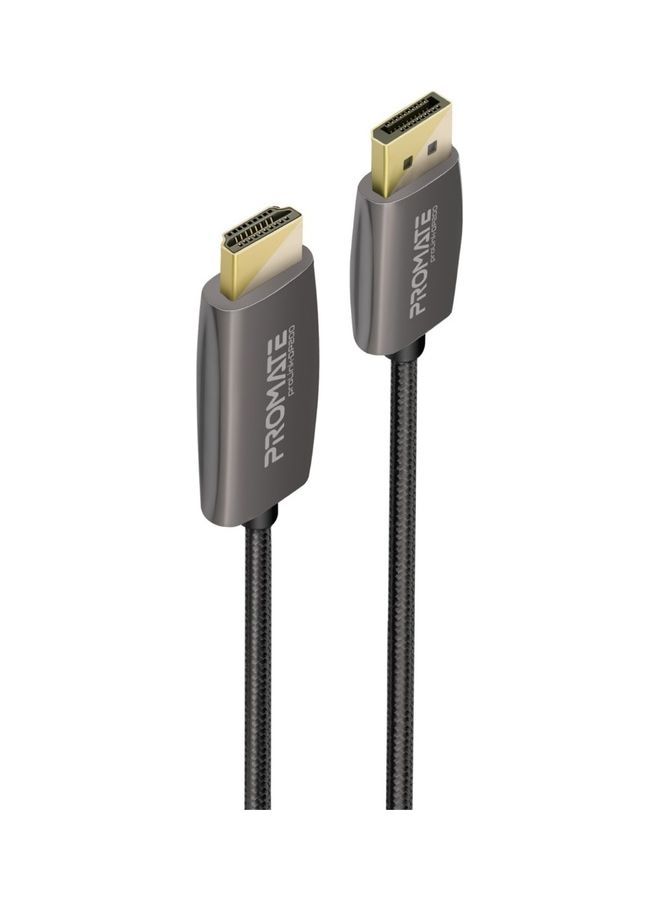 بروميت منفذ عرض إلى كابل HDMI مع شاشة 4K 60 هرتز، وكابل نايلون بطول 2 متر وسرعة نقل 18 جيجابايت في الثانية، ProLink-DP-200 أسود أسود - Image 1