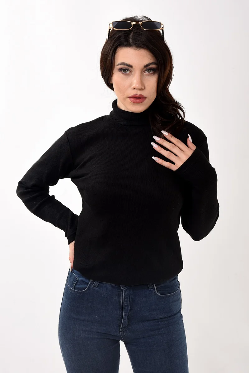 بيليفانتي كولكشن Women's Turtleneck Turtleneck Slim Fit Sweater Black