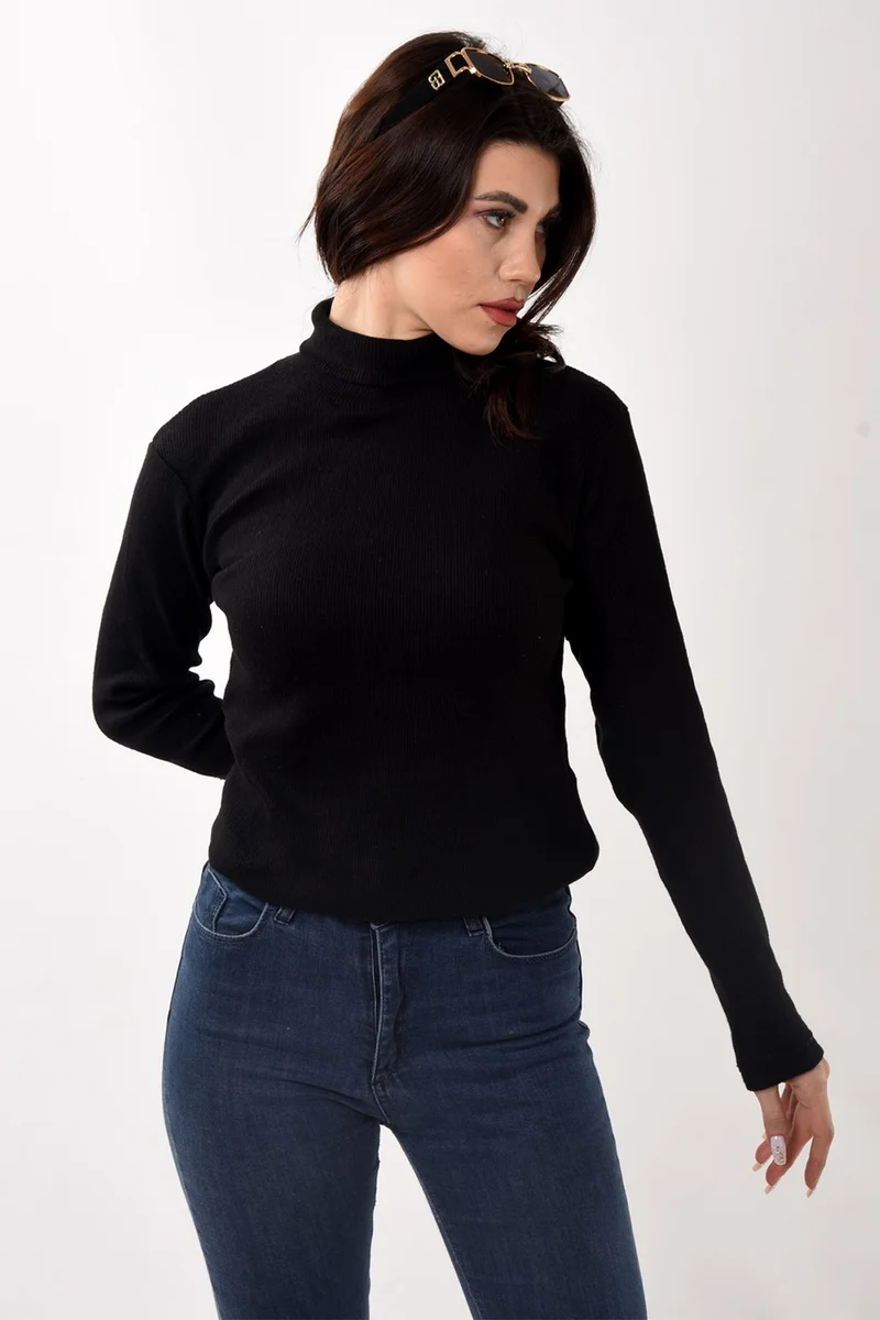 بيليفانتي كولكشن Women's Turtleneck Turtleneck Slim Fit Sweater Black