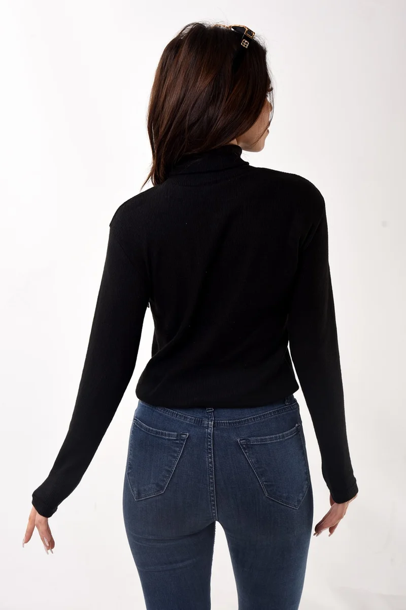 بيليفانتي كولكشن Women's Turtleneck Turtleneck Slim Fit Sweater Black