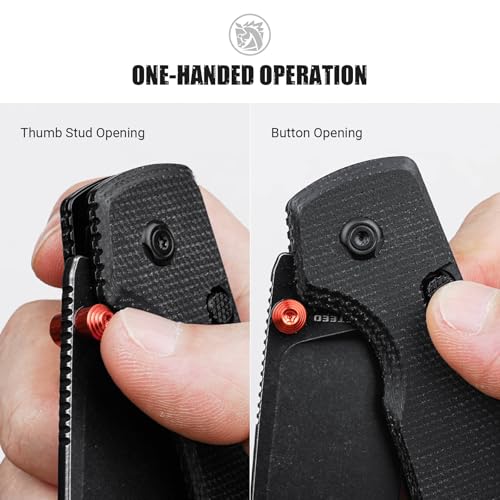 Vosteed Raccoon2.0 EDC Folding Pocket knife with Clip - Top Liner Lock Knife with 3.25" Sandvik 14C28N Steel Blade - Micarta Handle for Camping, Hiking - A2902 - Image 3