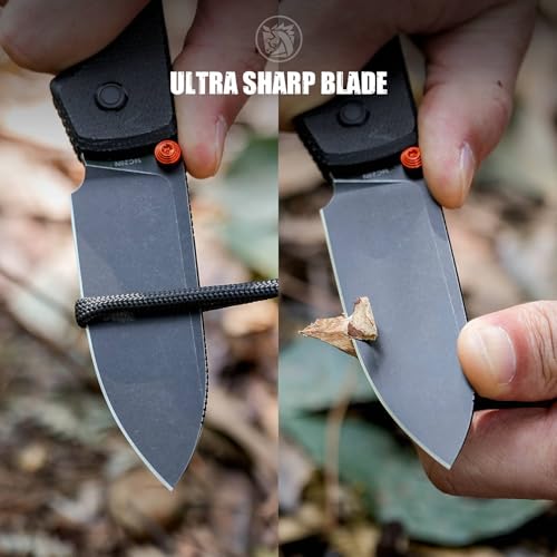 Vosteed Raccoon2.0 EDC Folding Pocket knife with Clip - Top Liner Lock Knife with 3.25" Sandvik 14C28N Steel Blade - Micarta Handle for Camping, Hiking - A2902 - Image 5