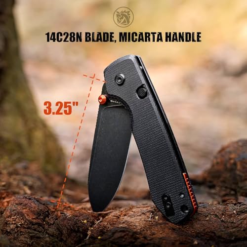 Vosteed Raccoon2.0 EDC Folding Pocket knife with Clip - Top Liner Lock Knife with 3.25" Sandvik 14C28N Steel Blade - Micarta Handle for Camping, Hiking - A2902 - Image 2