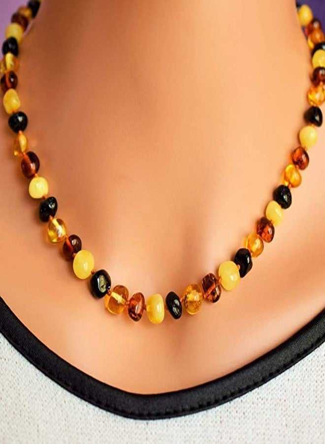 Amber-Touch Baltic Amber Necklace for Adult - Natural Amber from Baltic Region, Genuine Baltic Amber (17.7 inch, Multi) - Image 3