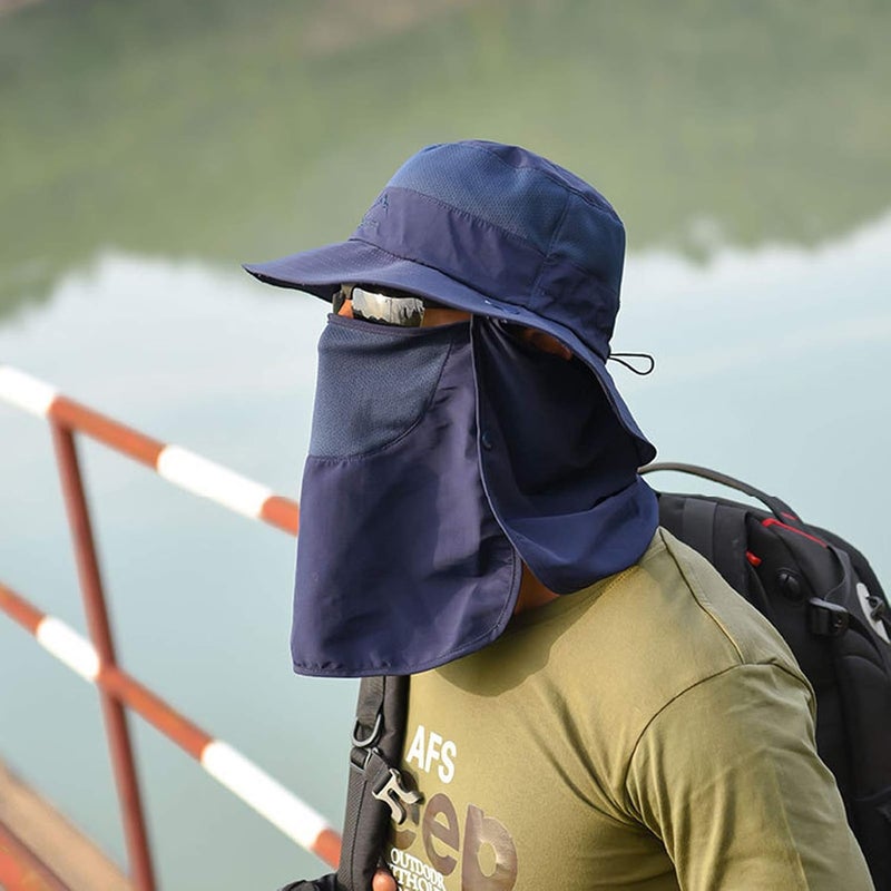 Outrip Fishing Hat for Men & Women, Outdoor UV Sun Protection Wide Brim Hat with Face Cover & Neck Flap - Image 3