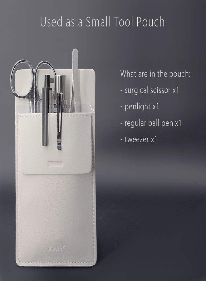 diodrio Pocket Protector, Leather Pen Pouch Holder Organizer, for Shirts Lab Coats, Hold 5 Pens, Designed to Keep Pens Inside When Bend Down. No Breaking of Pen Clip. Thick PU Leather, White, 2 Per Pack. - Image 5