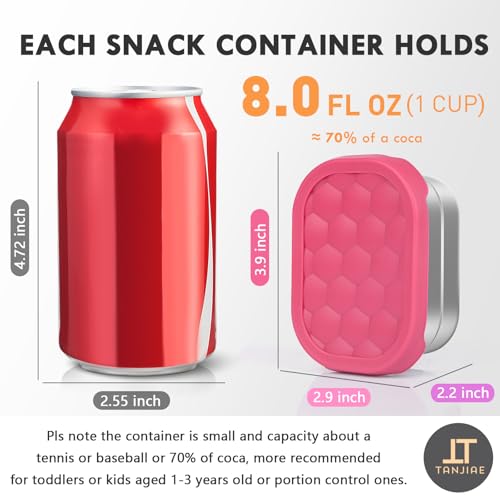 Tanjiae Small (1 CUP) Stainless Steel Snack Containers for Kids | Easy Open Leak Proof Food Containers with Silicone Lids - Perfect Metal Toddler Lunch Box for Daycare and School (8oz) - Image 2