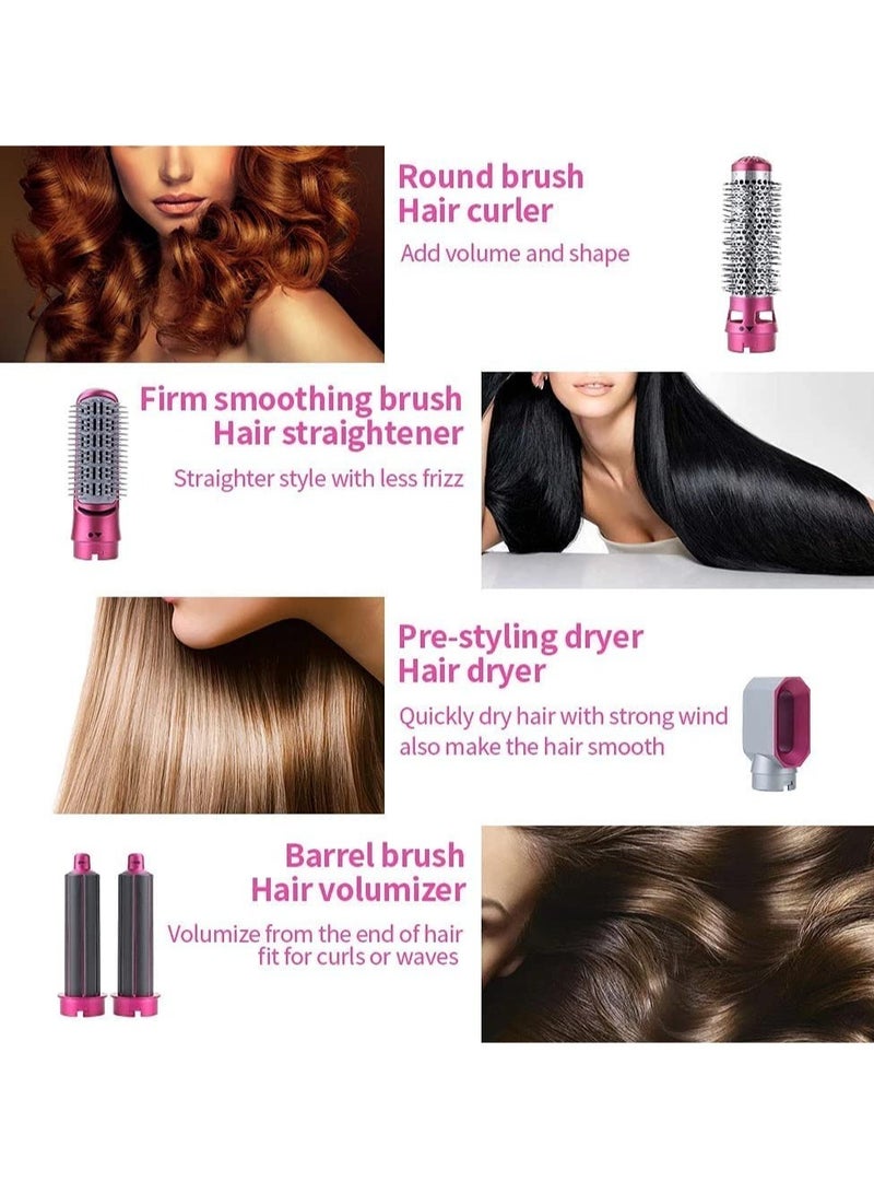 ELTRAZONE Electric Professional 5 in 1 Hair Dryer Negative Ions Blower 3 Temperature Levels Detachable Rotating Hot Air Brush Styler with Straightener Volumizer Curler Combing (Purple And Grey) - Image 5