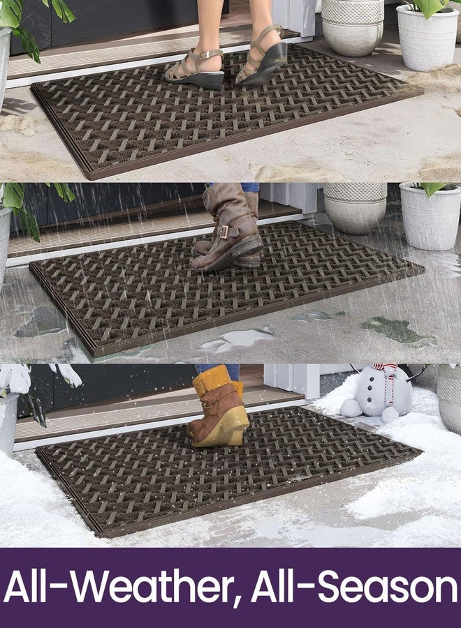 DEXI Front Door Mat Outside Entrance Rubber 24x36, Welcome Floor Doormat Heavy Duty Non Slip, Dirt Trapper Waterproof Exterior Entry Mats All Weather for Patio Entryway Drainage, Brown - Image 5