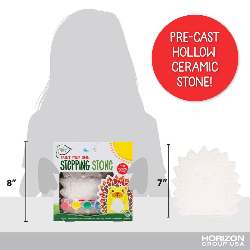Creative Roots Mosaic Hedgehog Stepping Stone, Includes 7-Inch Ceramic Stone & 6 Vibrant Paints, DIY Garden Stepping Stone Kit for Kids Ages 6+ - Image 4