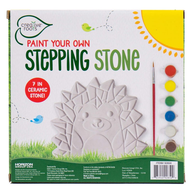 Creative Roots Mosaic Hedgehog Stepping Stone, Includes 7-Inch Ceramic Stone & 6 Vibrant Paints, DIY Garden Stepping Stone Kit for Kids Ages 6+ - Image 5