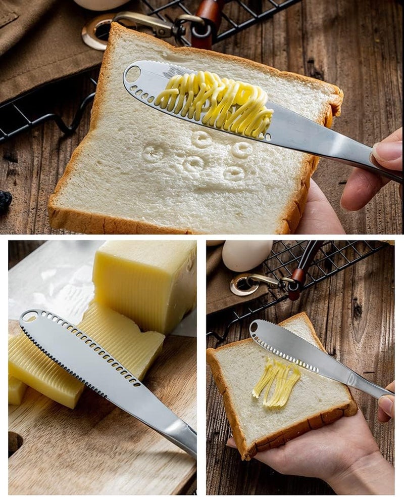 HANSWARE 3-in-1 Multi-Function Cheese & Butter Knife, Stainless Steel, Easy Spread, Curler, 2 PCS - Image 4