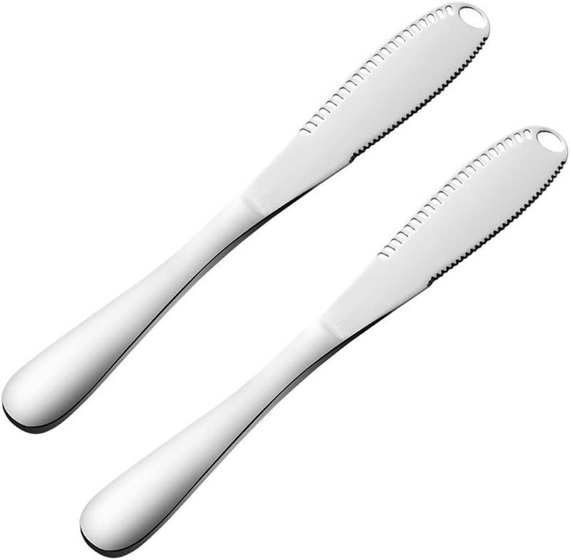 HANSWARE 3-in-1 Multi-Function Cheese & Butter Knife, Stainless Steel, Easy Spread, Curler, 2 PCS - Image 1