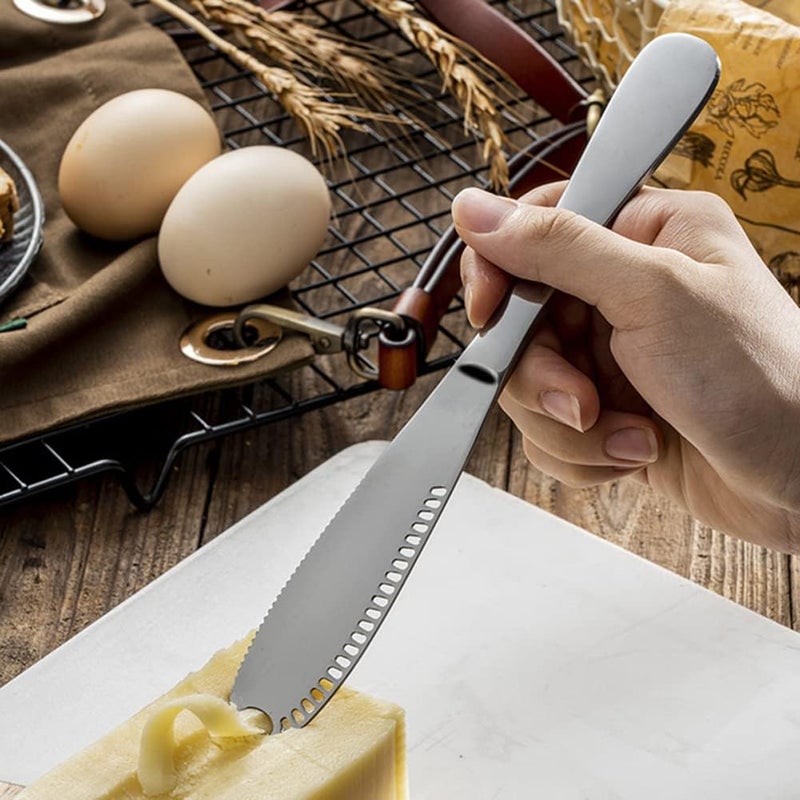 HANSWARE 3-in-1 Multi-Function Cheese & Butter Knife, Stainless Steel, Easy Spread, Curler, 2 PCS - Image 3