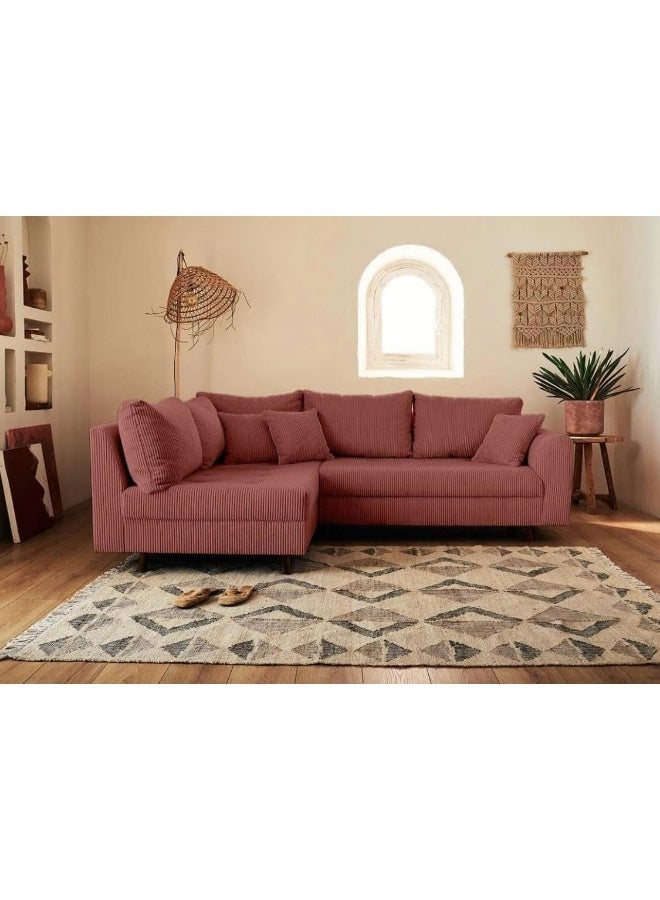 L-Shaped Sectional Sofa in Dusty Rose - Image 1