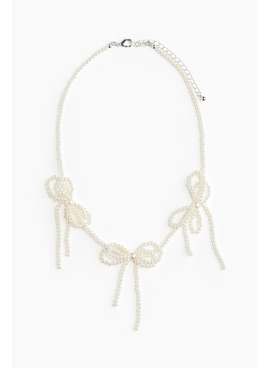 اتش اند ام Bow-Detail Beaded Necklace