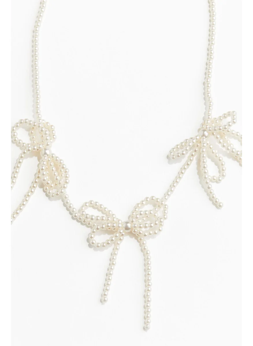 اتش اند ام Bow-Detail Beaded Necklace