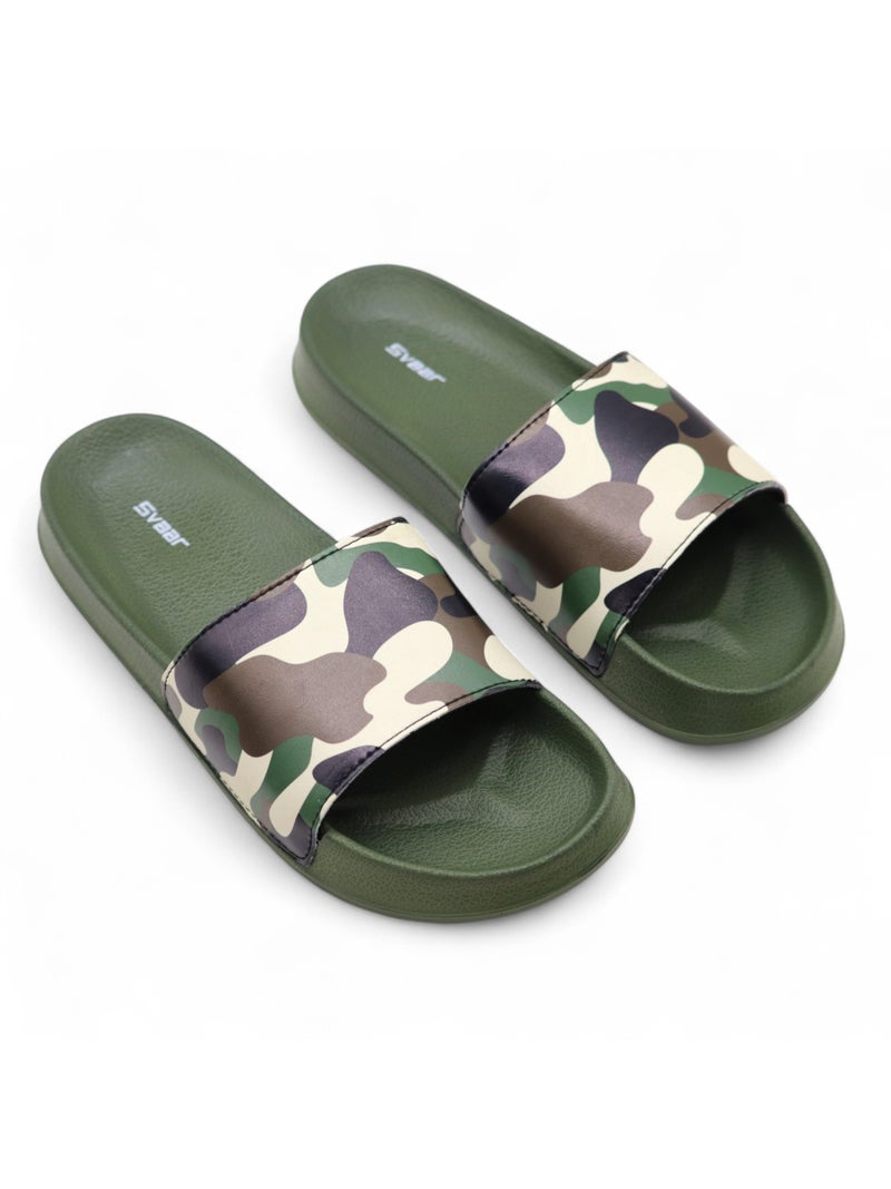 Svaar Men’s Camouflage Printed Slides Soft Cushioned Slip-On Slippers for Indoor Outdoor Use - Image 1