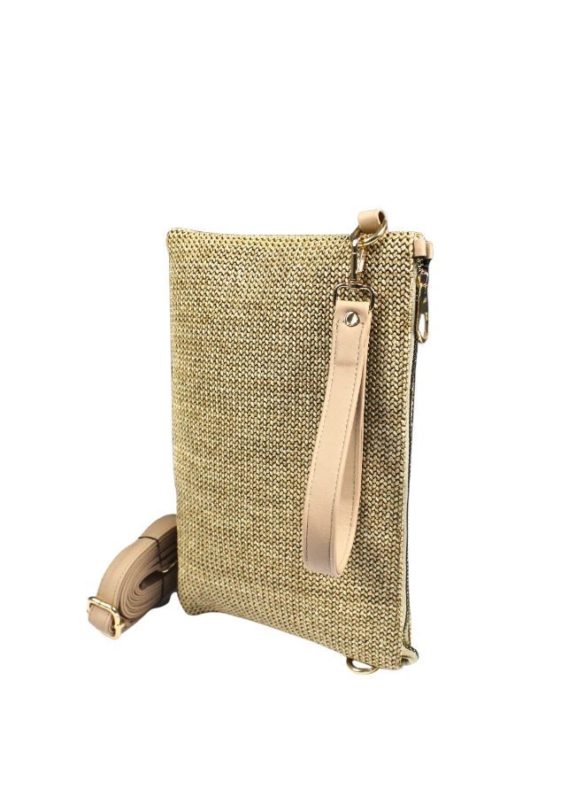 Clutch Bag Attractive With Crossbody Strap -cafe - Image 2