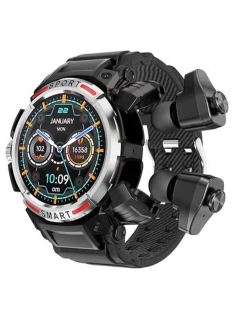 GT100 2-in-1 Smartwatch with Built-in TWS Earbuds, 1.85-Inch HD Display, Bluetooth Calling, Health & Fitness Tracker, Multi-Sports Modes - Image 1