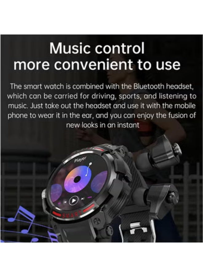 GT100 2-in-1 Smartwatch with Built-in TWS Earbuds, 1.85-Inch HD Display, Bluetooth Calling, Health & Fitness Tracker, Multi-Sports Modes - Image 4