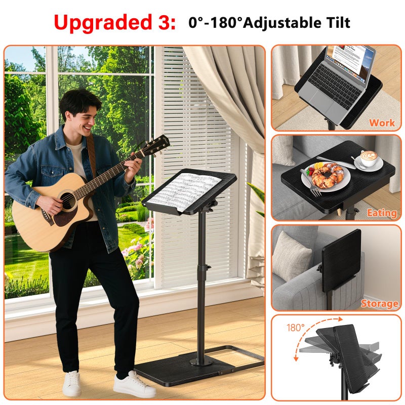 Dataroad Selead TV Tray Table for Couch, Height Adjustable/360Â° Swivel/180Â° Flip-Over Panel Design C-Shaped End Table, Sofa Arm End Side Table with Phone & Tablet Slot for Eating, Laptop,Couch Bed (Black) - Image 4