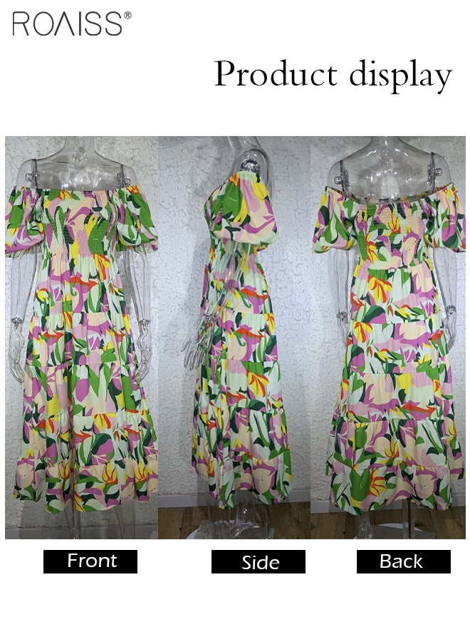 Fashion Printed One-Shoulder Dress For Daily Commuting And Vacation, Puff-Sleeved High-Waisted Large Skirt Dress - pzsku/Z7D73C6C0C0BC3293A0B1Z/45/_/1709024927/2f3ecdd7-173c-48eb-b5d4-dc8be543b431