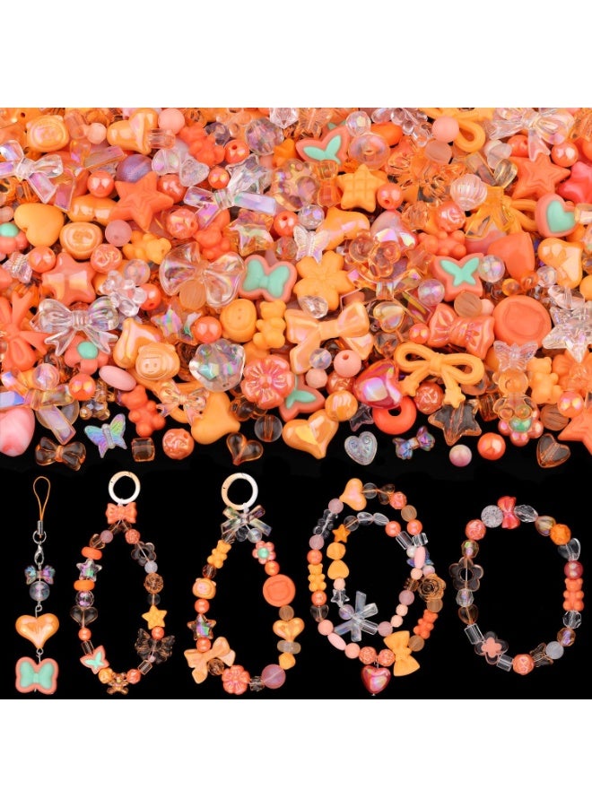 Capstro 180–240PCS Orange Acrylic Beads Set (160g) – Chunky & Cute Assorted Beads for DIY Jewelry, Bracelet Making, Keychains, Necklaces & Crafts | Fun Craft Beads for Kids & Adults - Image 1