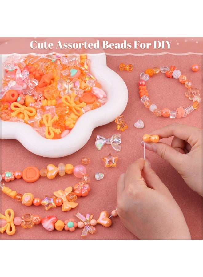 Capstro 180–240PCS Orange Acrylic Beads Set (160g) – Chunky & Cute Assorted Beads for DIY Jewelry, Bracelet Making, Keychains, Necklaces & Crafts | Fun Craft Beads for Kids & Adults - Image 3