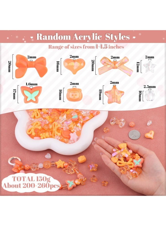 Capstro 180–240PCS Orange Acrylic Beads Set (160g) – Chunky & Cute Assorted Beads for DIY Jewelry, Bracelet Making, Keychains, Necklaces & Crafts | Fun Craft Beads for Kids & Adults - Image 2