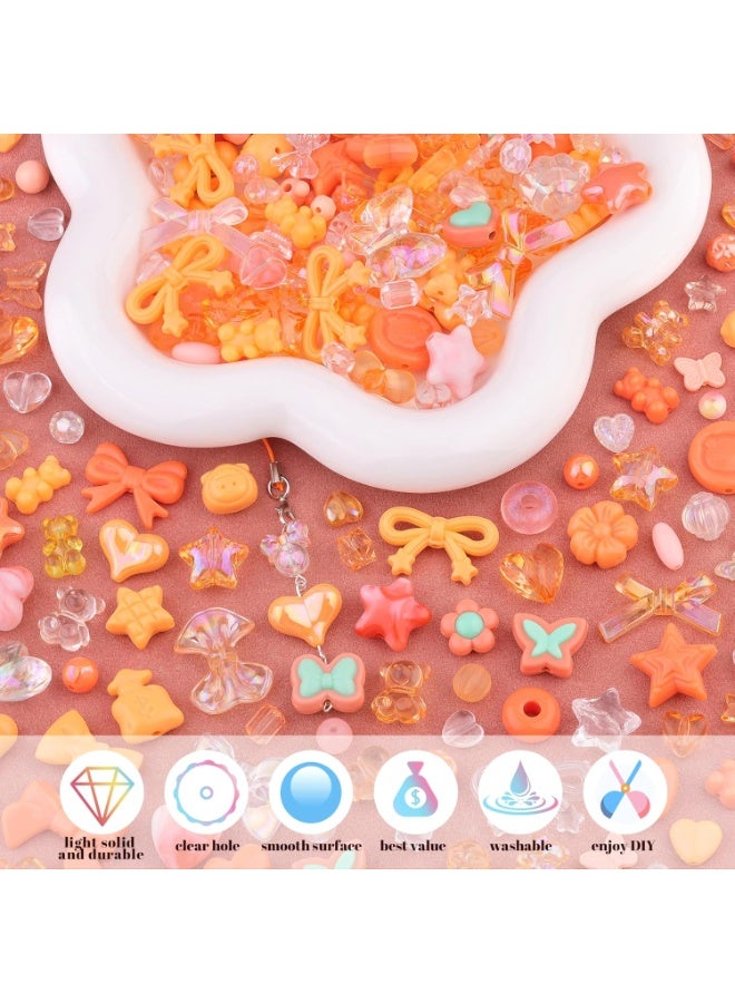 Capstro 180–240PCS Orange Acrylic Beads Set (160g) – Chunky & Cute Assorted Beads for DIY Jewelry, Bracelet Making, Keychains, Necklaces & Crafts | Fun Craft Beads for Kids & Adults - Image 4