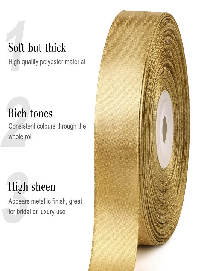 CLUEWR 1 Inch 50 Yards Champagne Gold Satin Ribbon, Solid Fabric Ribbon Roll for Flower Bouquets, Gift Wrapping, Wedding, Handmade Crafts - Image 4