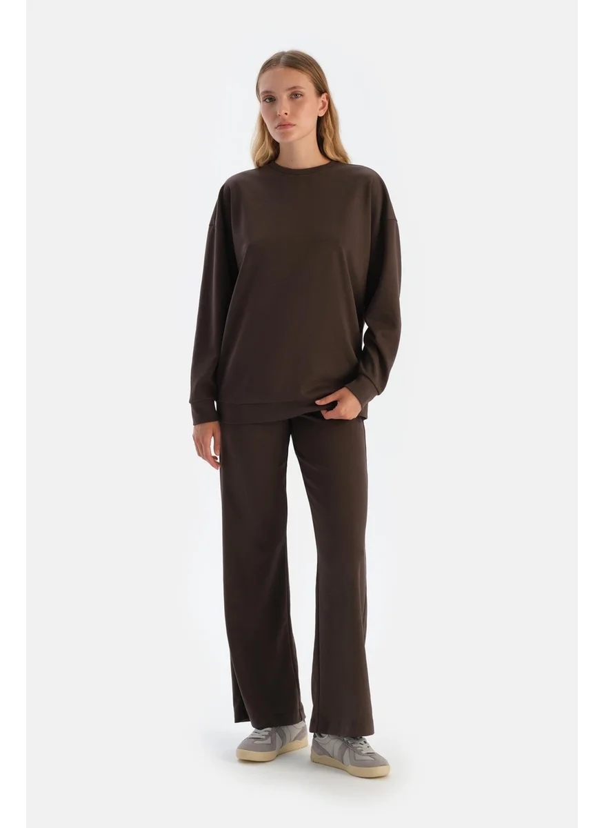 dagi Dark Brown Hidden Zipper Modal Trousers